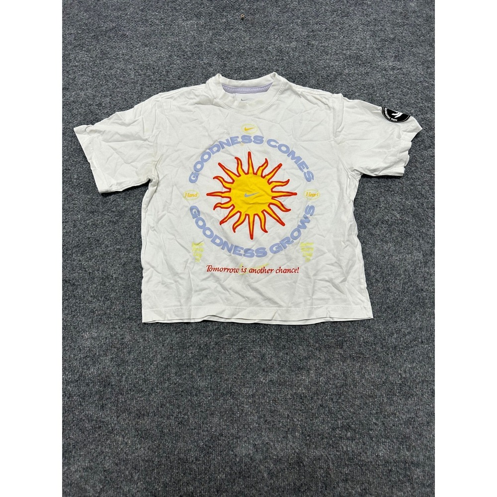 Nike T-Shirt Womens Size XS White Graphic Sun Cotton Short Sleeve Athletic Tee